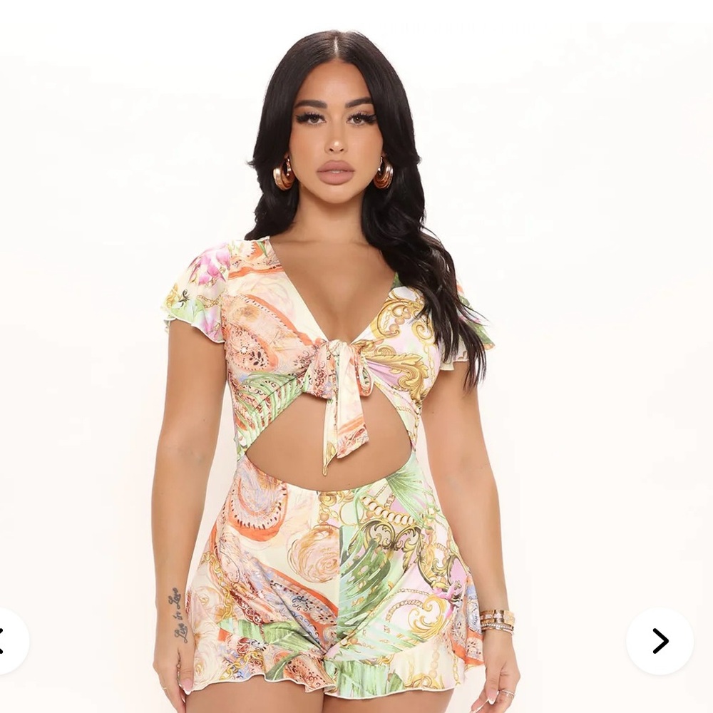 Colorful Tie-Front Romper